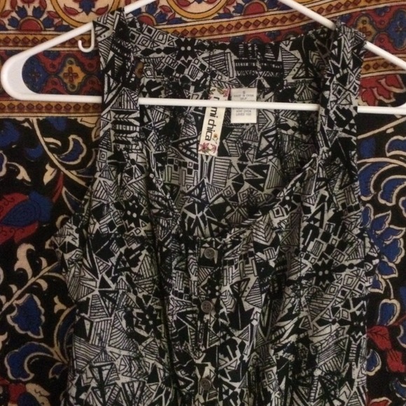 Halter Top Button Down Patterned Dress - Picture 3 of 4