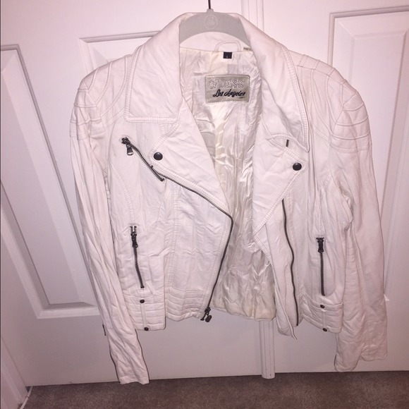 Cream faux leather crop moto jacket!