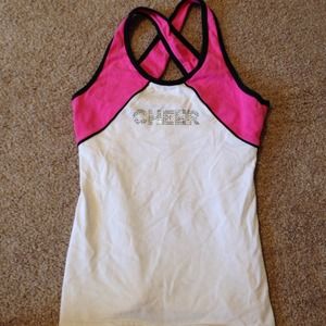 Racer back cheer full length tank with shelf bra