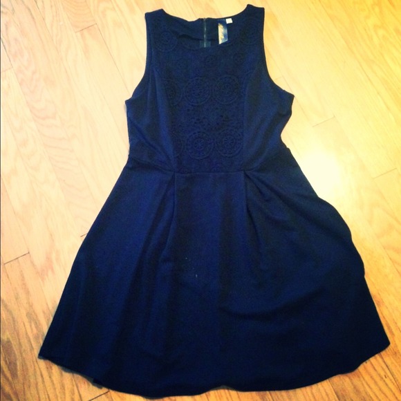 Fit and flare navy dress