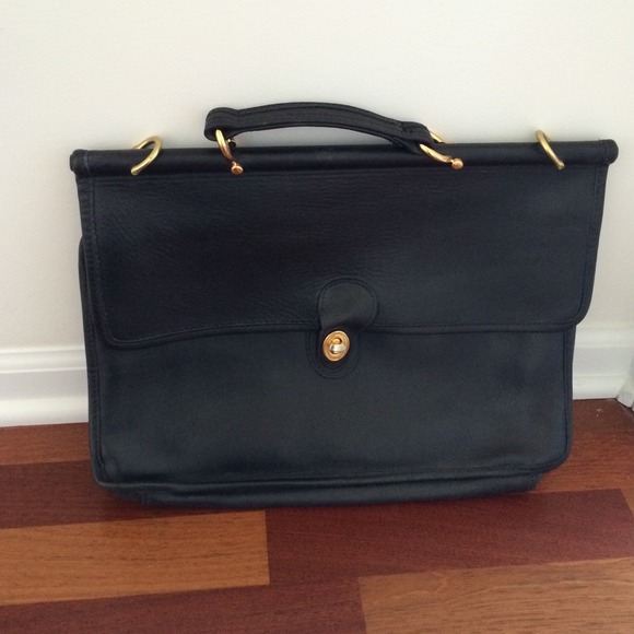 Vintage black leather briefcase