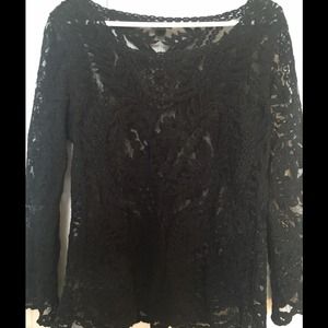 Vintage Black Lace Top-Lg
