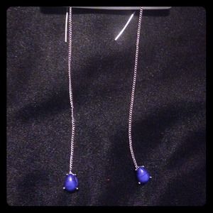 Blue/silver Drop gemstone earrings