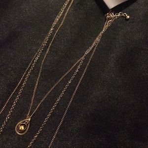 Layered chain teardrop necklace