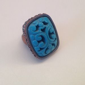 Blue Rectangle Cocktail Statement Ring