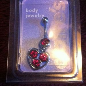 Super cute pink stone heart belly ring
