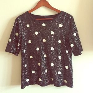 J.Crew sequin polka dot top ⚫️⚪️