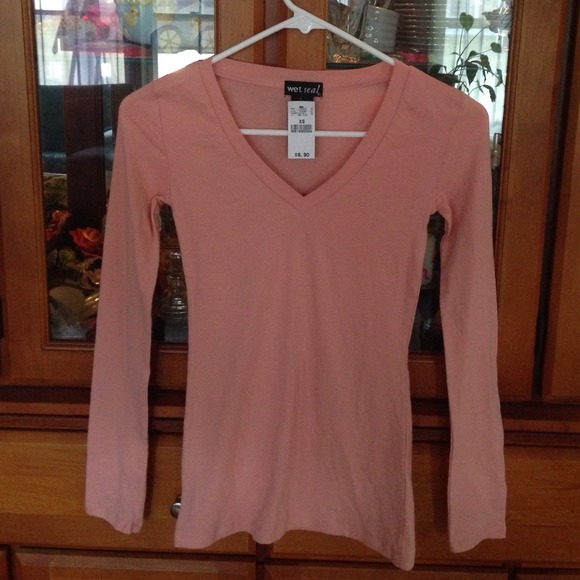 Coral V-neck long sleeve