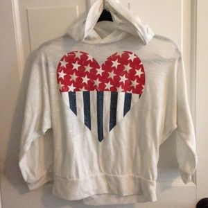 not F21. American Flag Heart Short Hoodie