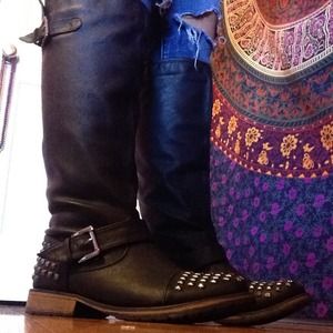 Black studded boots