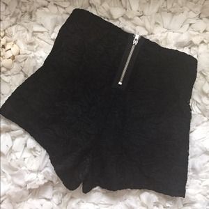 Sold NWOT Black lace crochet shorts zipper in back