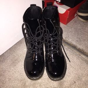 black leather boots