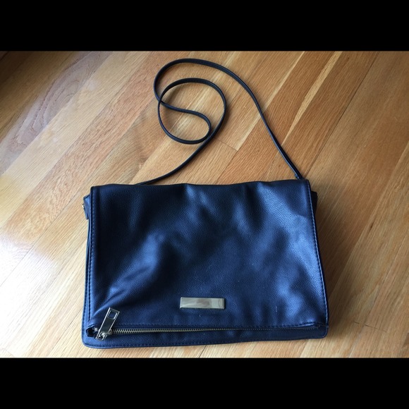 Black soft leather crossbody purse