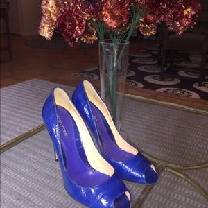 Almost new blue eel Sergio Rossi peep toe pumps