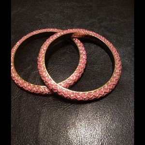 Lilly Pulitzer pink and gold bracelets
