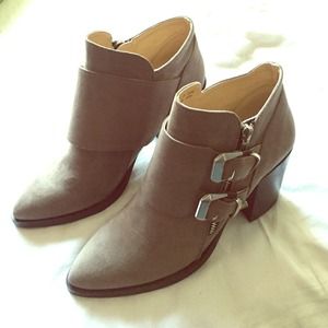 Buckled faux suede booties