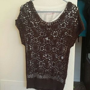 NWOT brown knitted shirt