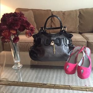 Barbara Bui grey/black handbag with gold hardware