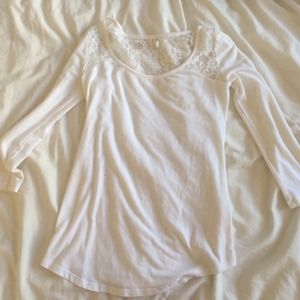 White long sleeved top with lace back