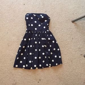 hollister navy blue dress with white polka dots