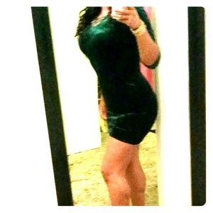 EMERALD VELVET/SUEDE DRESS