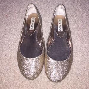 gold sparkly ballet flats