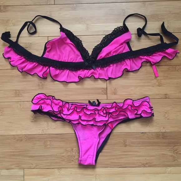 Two Piece Pink & Black Lingerie