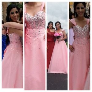 2014 Sparkling Rhinestone Pink Prom Dress