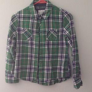 Green button up shirt