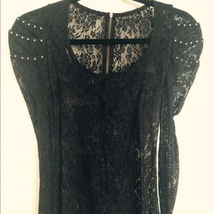 Guess black lace top with studs. Size xs