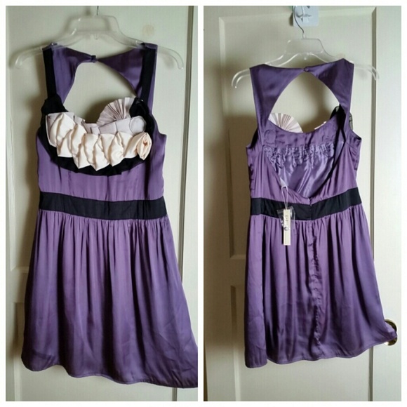 Silky Purple dress with ruffle top