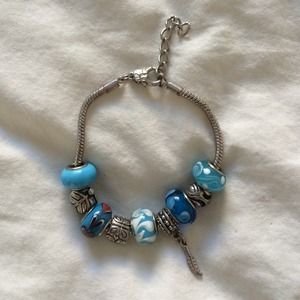 Blue and silver pandora bracelet