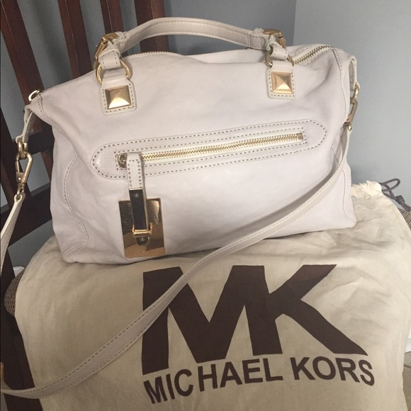 Michael Kors White Leather Satchel with strap