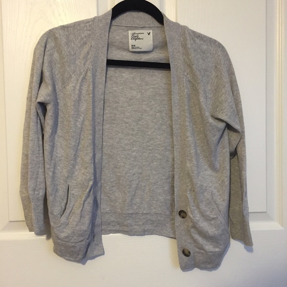 gray cardigan