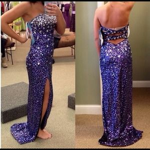 SOLD Clarise beaded purple prom dress (never worn)