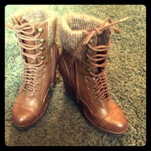 Brown combat booties