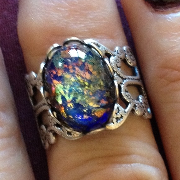 @ERINONEARTH HOLD Mexican Opal Ornate Silver Ring