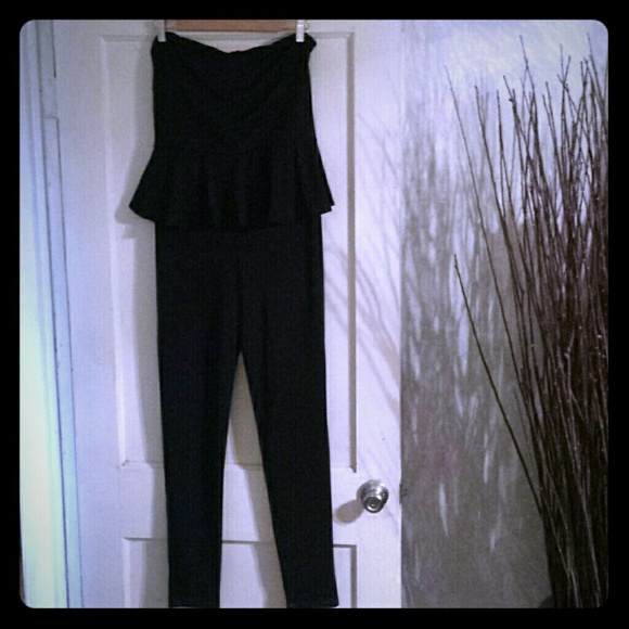 Never worn Strapless jumpsuit w/ peplum waist