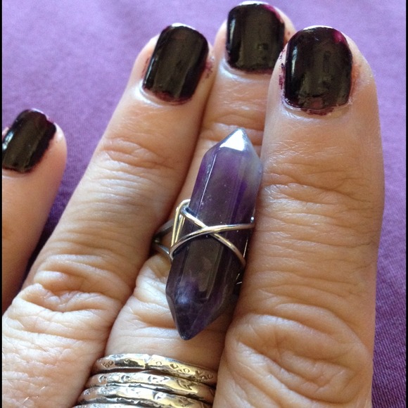 Amethyst Crystal Point Ring