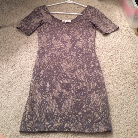 Graphic Lace Greyish Bodycon Dress