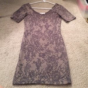 Graphic Lace Greyish Bodycon Dress
