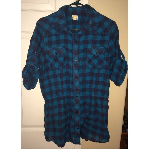 Mudd Dark Blue, Light Blue Plaid Shirt
