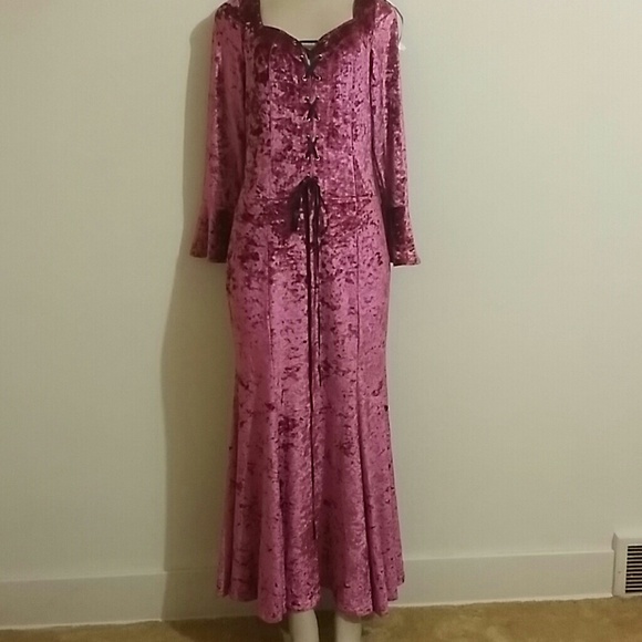 Deep Pink Velvet Look Dress - Picture 1 of 4