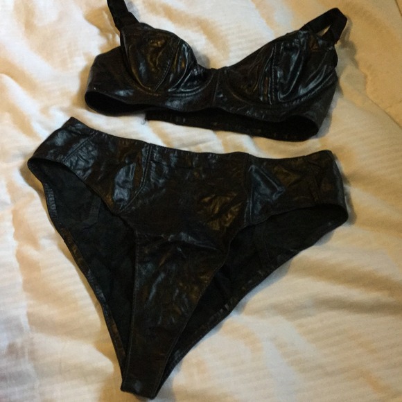 Leather bra and bottoms