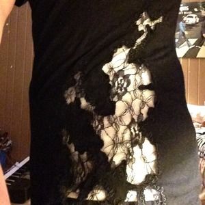 Black Tshirt with floral cut outs