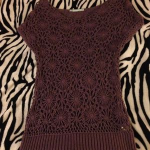 Purple crochet style see through top