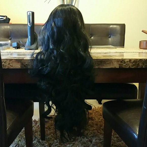 Jet black 24 inch lace front synthetic wig