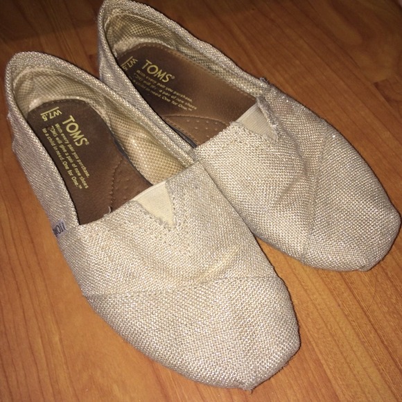 Gold Semi Sparkly TOMS size W7.5