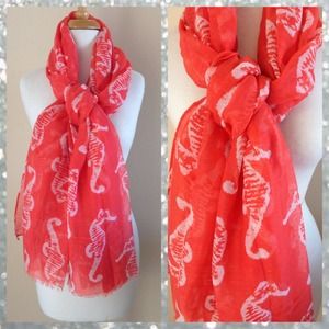 Seahorse Scarf in Coral