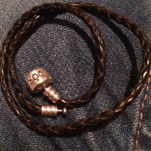 Black leather pandora bracelet